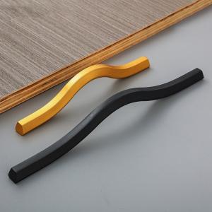 China 192mm Aluminum Alloy Furniture Wave Shape Handles Gold Black For Drawer wholesale