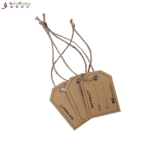 Quality CMYK Printing Card Printing Services Custom Printed Kraft Hang Tags With Ribbon Rope for sale