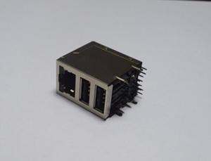 China Customized 90 Degree Network RJ45 Modular Connector 10 Pin With Dual USB wholesale