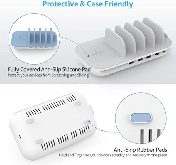 Multi-device Charging Stations with wireless Charging for iPhone and Android