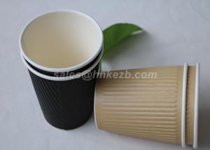 China 12oz Insulated Corrugated Paper Coffee Cups For Restaurants / Cafe Shop on sale