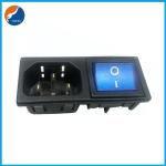 R14-B-1FB2 10A 250VAC 3 Pin C14 Inlet Connector Plug Power Socket With Rocker