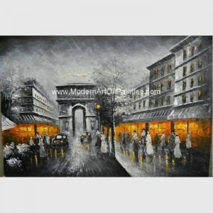 China Canvas Paris Cityscape Paintings , Oil Painting Modern Abstract Art Bars wholesale