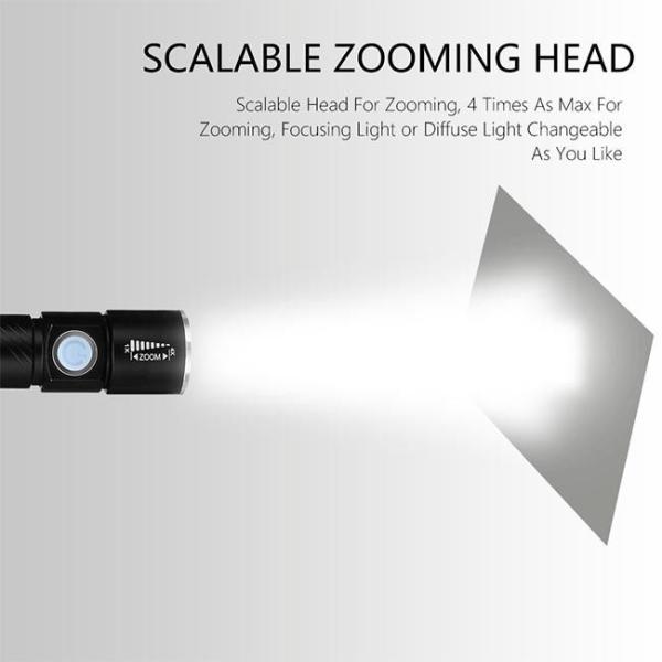 Professional Rechargeable LED Flashlight With Safety Hammer And Car Charger