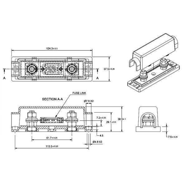 Transparent Cover Fuse Seat Fork-Bolt ANL Bolt-Down Box Automotive Car Bolt On Fuse Holder