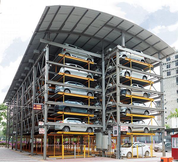 Quality Easy To Operate Push Button Control Elevated Car Parking System Steel Structure for sale