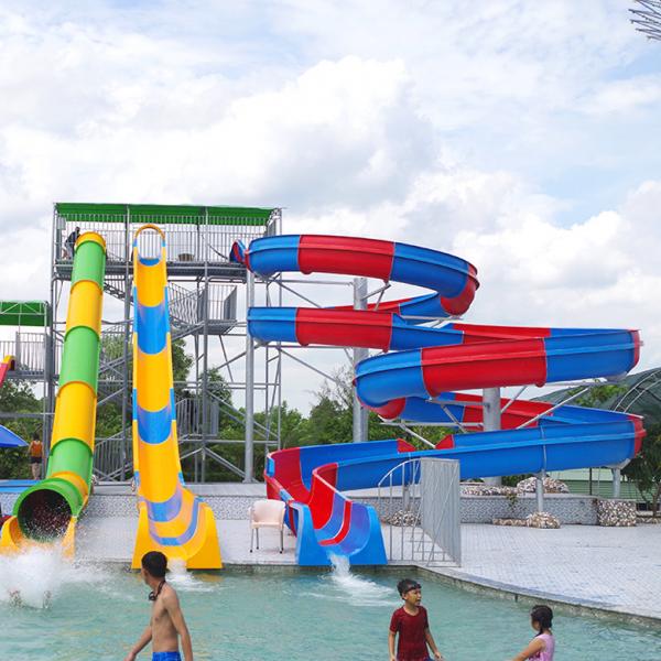 3 Meters High Open Body Slide, Green And Yellow Swimming Pool Slide