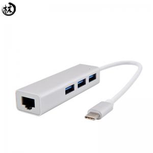 China Aluminum Alloy USB 3.1 Type C to Ethernet Adapter With 3 Port USB 3.0 HUB Type-C to RJ45 Network LAN Adapter Converter Cable on sale