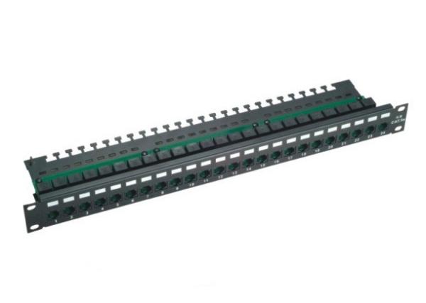 Quality Black 24 Port Cat5e Patch Panel , UTP  Unshielded Patch Panel For Networking for sale