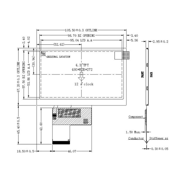 4.3inch 480x272 RGB 40PIN Resistive Touch Panel