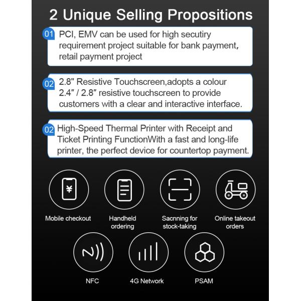 Linux System Wireless Smart POS Mobile Payment Terminal 2.4 Inch Black