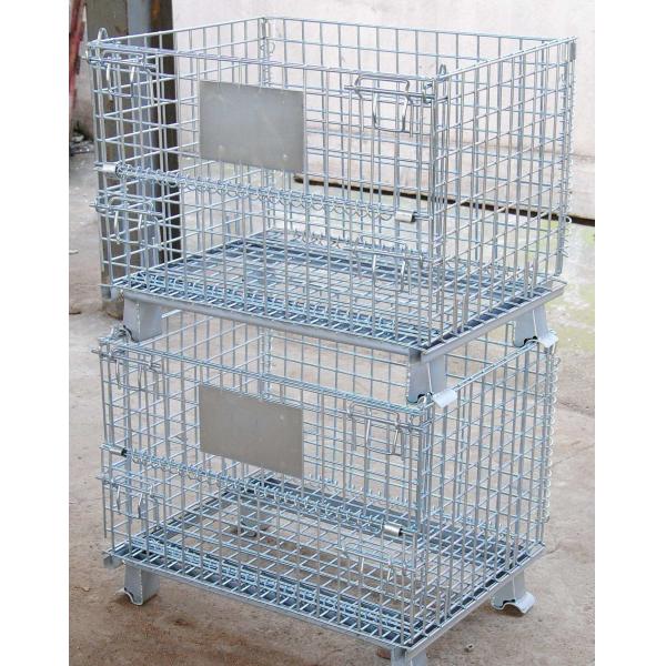 Wire Mesh Box Container Heavy Duty Storage Cage With Caster Zinc Surface