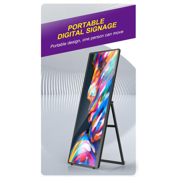 VETO 75 Inch Indoor Full-screen Portable Advertising screen HD Resolution Battery LCD Digital Signage