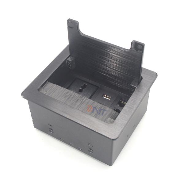 Brushed Aluminum Multimedia Office Hidden Desktop Power Socket Box