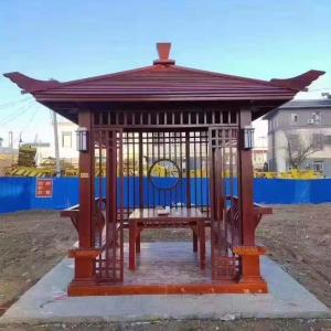 China Waterproof Outdoor Solid Wood Pavilion With Fence wholesale