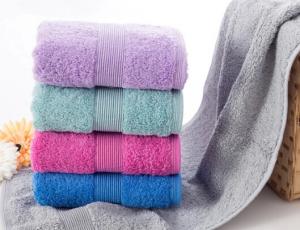 China 100% cotton plain color terry dobby border bath towel banded bath towel, cotton bath towel wholesale