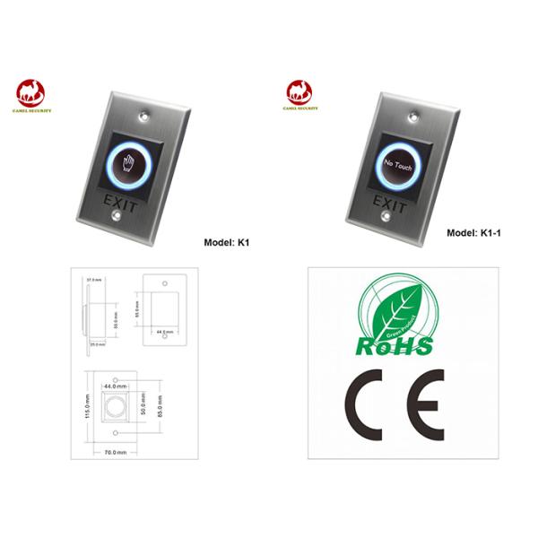 IR Sensor Touchless Exit Button With LED Indicator ANSI Size 115 * 70mm
