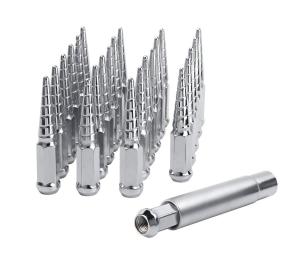 Twisted Spike Wheel Lug Nuts , Conical Seat Lug Nuts With 1 Socket Key