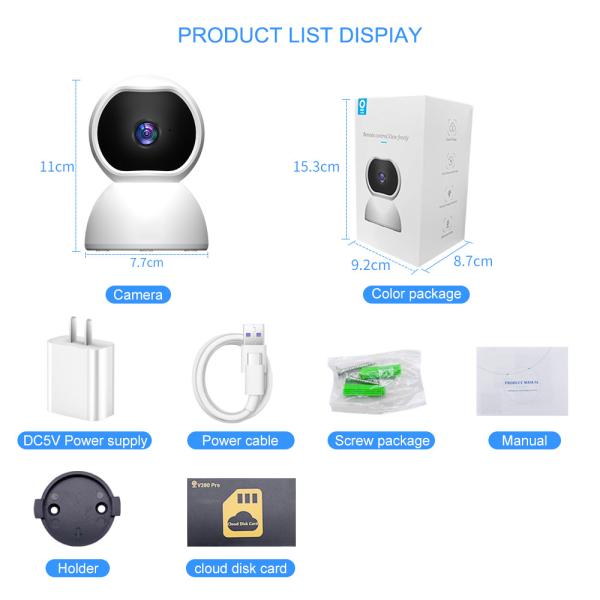 Indoor auto tracking WIFI PT 1080P 2MP WIFI camera wireless onvif 128G TF card slot home security wifi camera