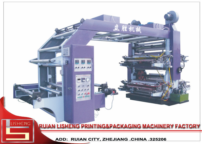 Automatic 4 color flexo printing machine for Plastic Bag , Rewinder / Unwinder