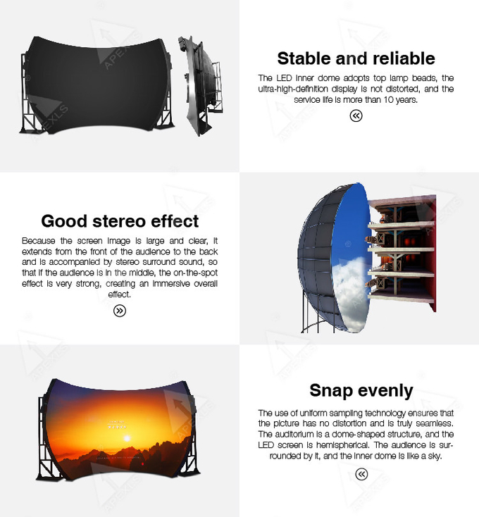Realistic 4D UHD Dome Creative LED Display Screen 1000 Nit P2 P4