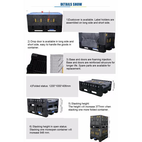 industry plastic pallet box large collapsible plastic container foldable container