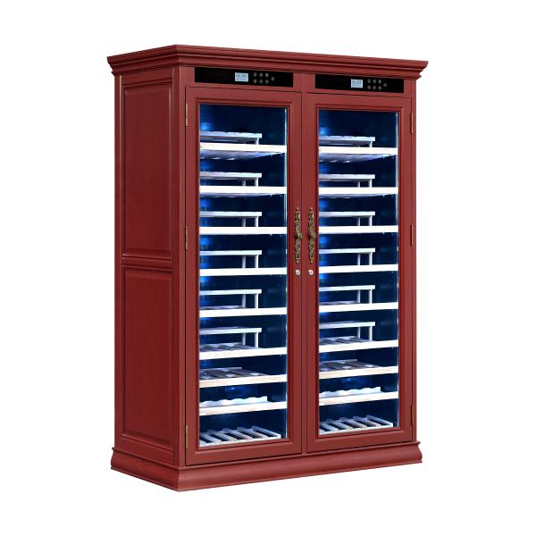 Smart Touch Control Dual-Zone Wood Wine Cooler Cabinet With Locking Glass Door Smart Touch Control Dual-Zone Wood Wine Cooler Cabinet With Locking Glass Door