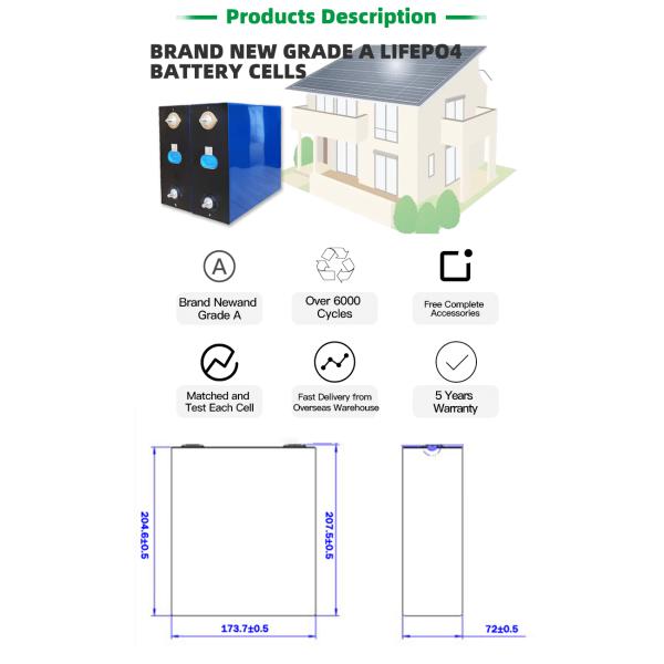 Multipurpose 302Ah 320Ah 280ah Lifepo4 Cells Prismatic Lfp Cells LF280K