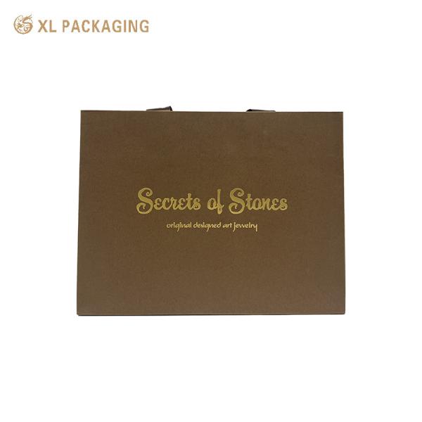 Quality XL Packaging Custom Packaging Factory Custom Logo Printed Gift Craft Shopping Paper Bag With Handles Brown Ribbon for sale
