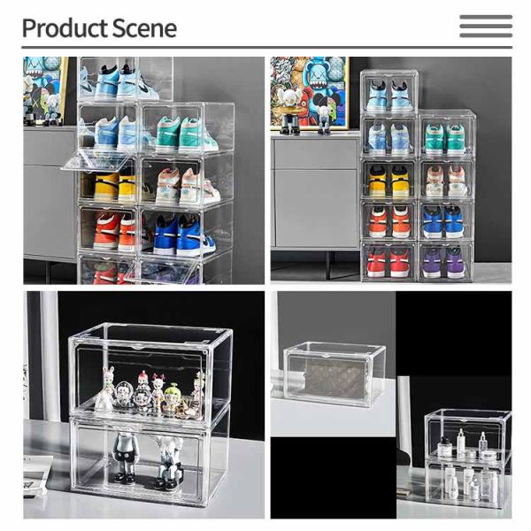 Custom Clear Magnetic Acrylic Shoe Box Display Stackable