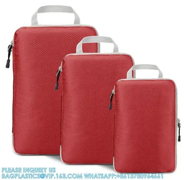 Quality Compression Packing Cubes Luggage Organizer With Double Zipper Travel Portable Storage Bag Washable Space Saver for sale