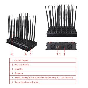 China 45W 22 Antennas Wireless Signal Jammer 40m Remote Control Infrared wholesale
