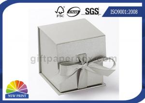 China Rigid Cardboard Hinged Lid Gift Box , Logo Printed Jewelry Gift Box With Ribbon Closure wholesale