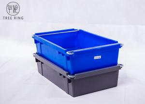 China Handheld Collapsible Plastic Crate With Swing Bar，Versa Large Plastic Storage Crates wholesale