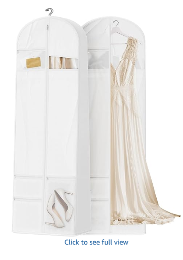 43" Travel Garment Bag with Accessories Zipper Pocket, Heavy Duty Suit Bag for Suits, Tuxedos, Dresses, Coats, Beige, 1 pack