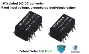 1W Isolated Unregulated Railway DC DC Converter Fixed Input Voltage Dual Single Output