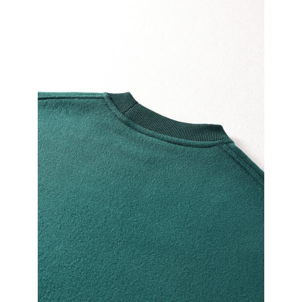 Custom Embroidery Washed 360g Polar Fleece Solid Color Round Neck Oversized Plus Size Men's Hoodies & Sweatshirts