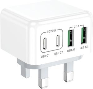China 40W 4-Port USB C Wall Charger With Thin Flat Fast Charger Cube PD QC Adapter And Wall Plug For Microphone USB Type C wholesale