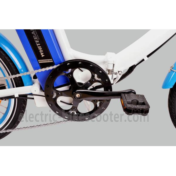 Blue Mens Women'S Electric Folding Bike , Citizen Folding Electric Bike 20" Wheels