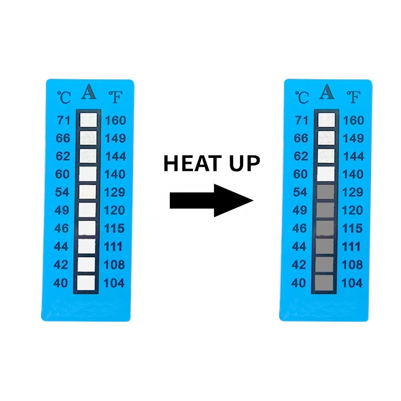 China Irreversible 40-71℃ 104-160℉ 10 Level High Temperature Sensitive Labels wholesale