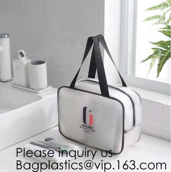 TSA Air Travel Toiletry Bag Set with Zipper Vinyl PVC Make-up Pouch Handle Straps for Women Men, Roybens Waterproof Pack