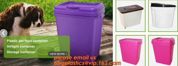 Storage Barrel Pet Food Mold Custom Container With Plastic Lid, PP dog food storage containers with suction cup pet bowl