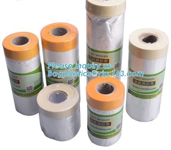 Pre-tapd paint masking film HDPE,Car paint repair masking film with tape, Hot sell masking film with adhesive tape, PAC