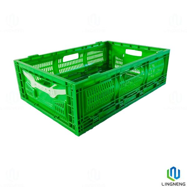 Quality Fruit / Vegetable 36L Folding Crate Box Plastic Collapsible Storage Crate With Mechanical Handle for sale
