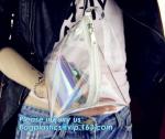 PVC women hologram bag hand clutches see through clear small chain ladies