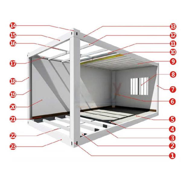 Thermal Insulation Prefab Container House Hot Rolled Steel Frame Structure