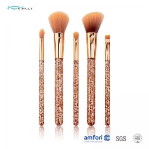 China Glitter Rose Gold Ferrule Makeup Brush Gift Set 5pcs for Eyeliner Eyeshadow wholesale