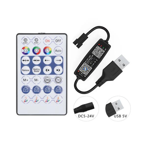 Quality Mini USB 5V LED Strip Controller , Pixel LED Light Controller Bluetooth With RF Remote for sale
