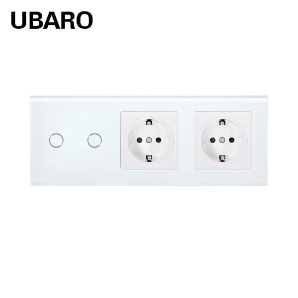 Quality Euro Standard 2 Gang 2 Socket Type 228 Touch Switch Socket Combination For Circular Mounting Box for sale