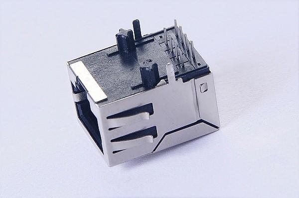 Quality IEEE 802.3 USB Magnetic RJ45 Jack 1000BaseT PoE With Tab Down 0813-1X1T-A8 for sale